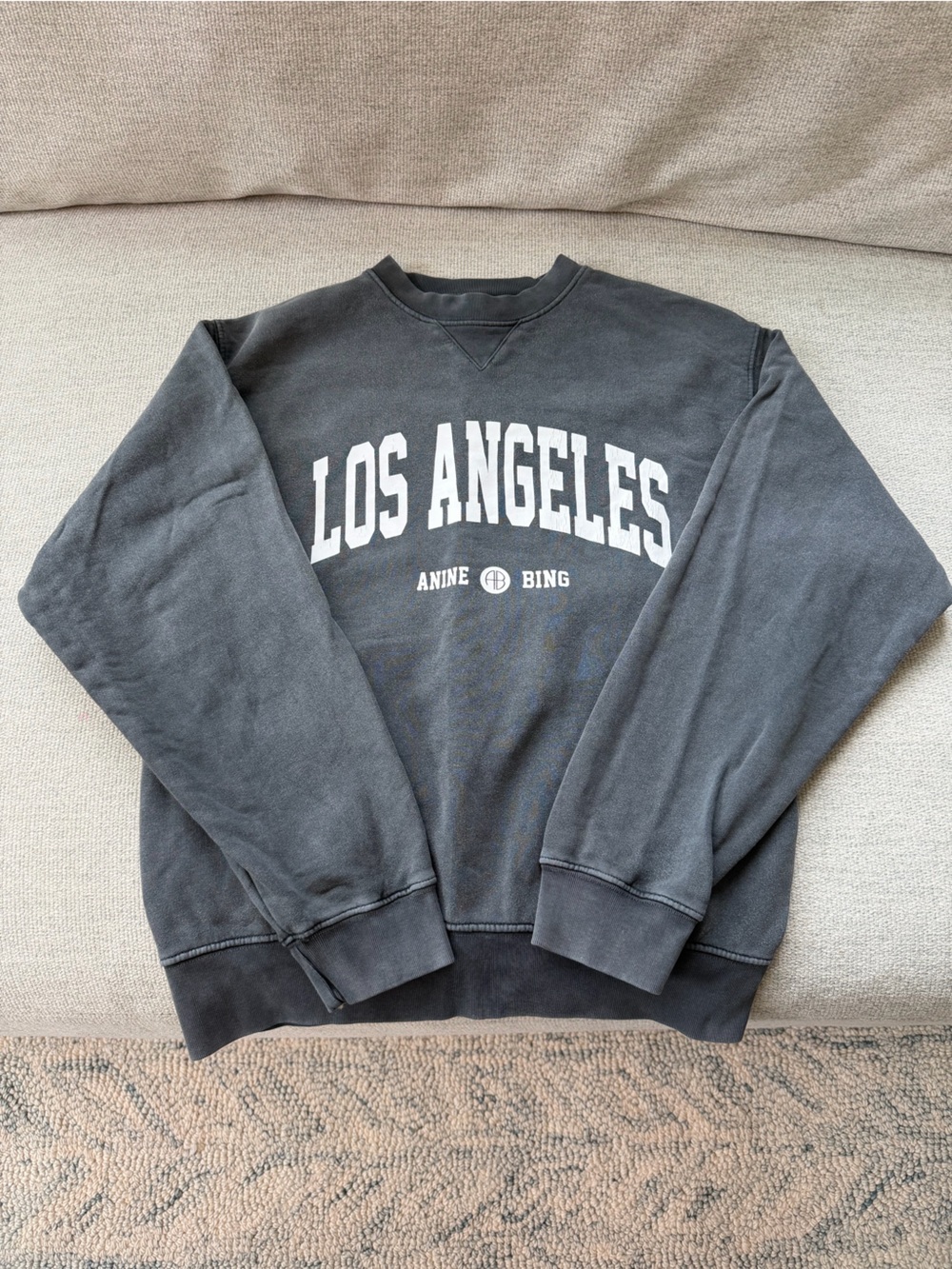 Anine Bing Los Angeles Pullover Sweatshirt - Charcoal & White